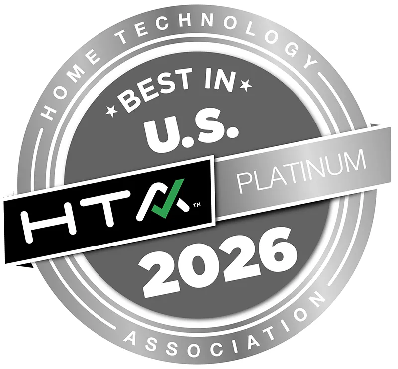 Award badge: HTA Home Technology Association, Best in U.S., Platinum, 2026